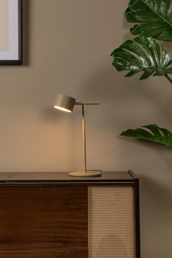 Lucide GIAN - Lámpara de mesa - LED Regul. - 1x9W 2700K - Taupe - ambiente 1
